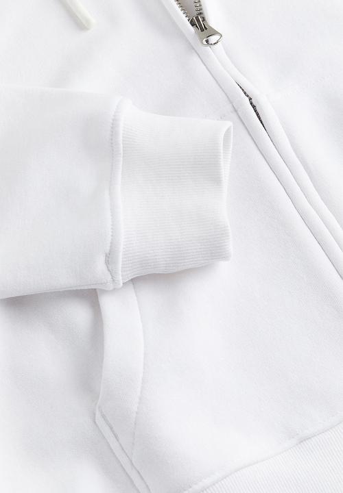 H&M - Embroidered zip-through hoodie - white