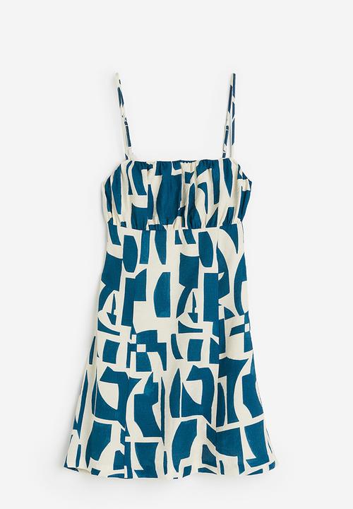H&M - Open-back mini dress - blue, multi