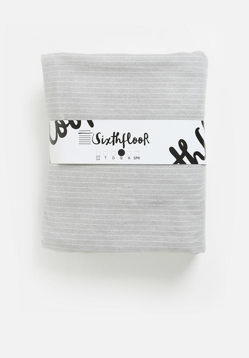 Sixth Floor - Herringbone brushed cotton winter fitted sheet - grey