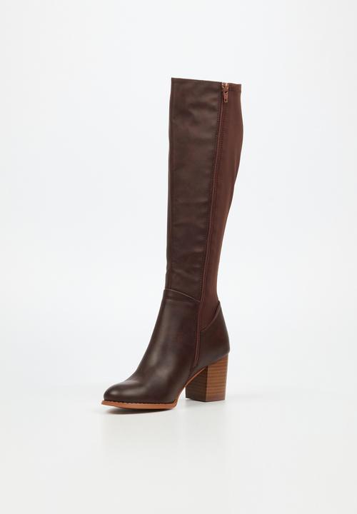 Miss Black - Ahlam 7 block heel boot - chocolate