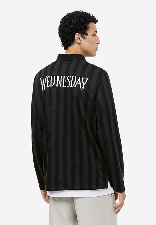 H&M - Regular fit long-sleeved polo shirt - Black Wednesday