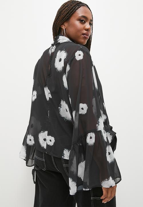 Superbalist - Draped printed high neck blouse - scattered floral