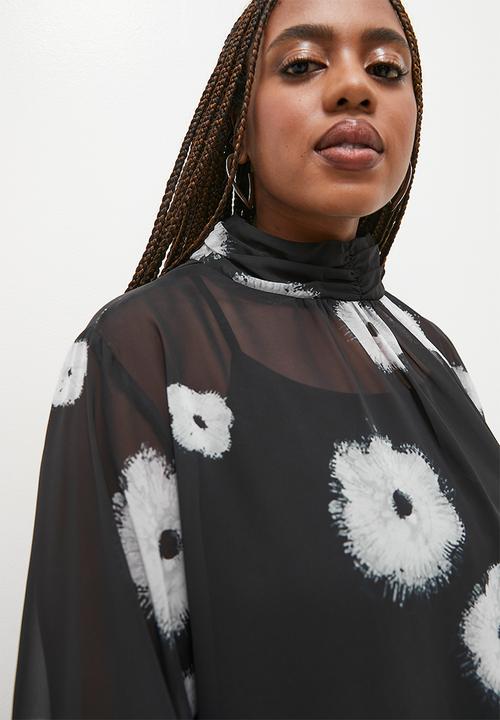 Superbalist - Draped printed high neck blouse - scattered floral