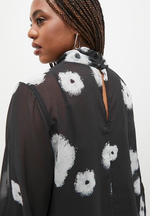 Superbalist - Draped printed high neck blouse - scattered floral