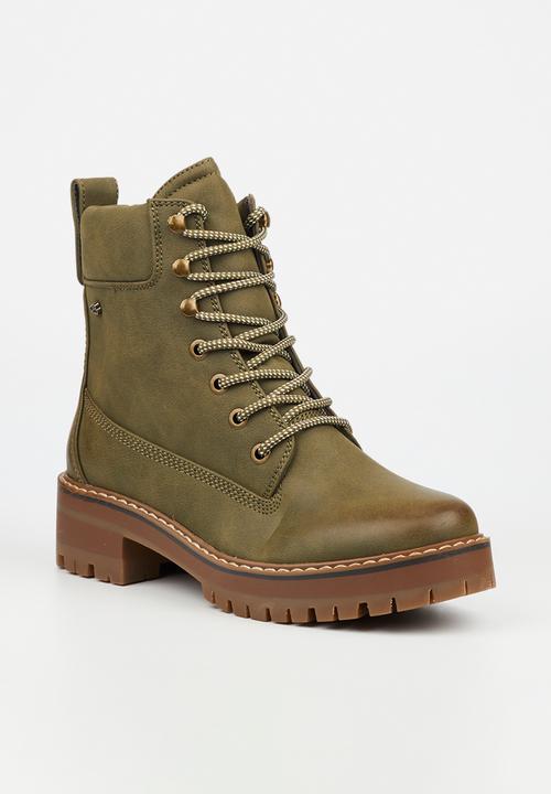 Miss Black - Fox 1 lace-up boot - olive