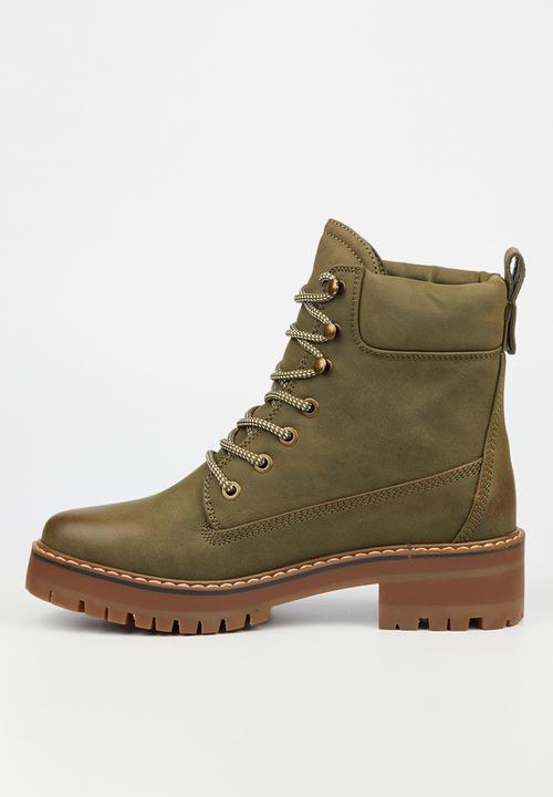 Miss Black - Fox 1 lace-up boot - olive