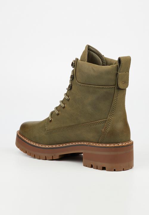 Miss Black - Fox 1 lace-up boot - olive