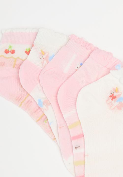 Pop Candy - 5 Pack sock - pink & white