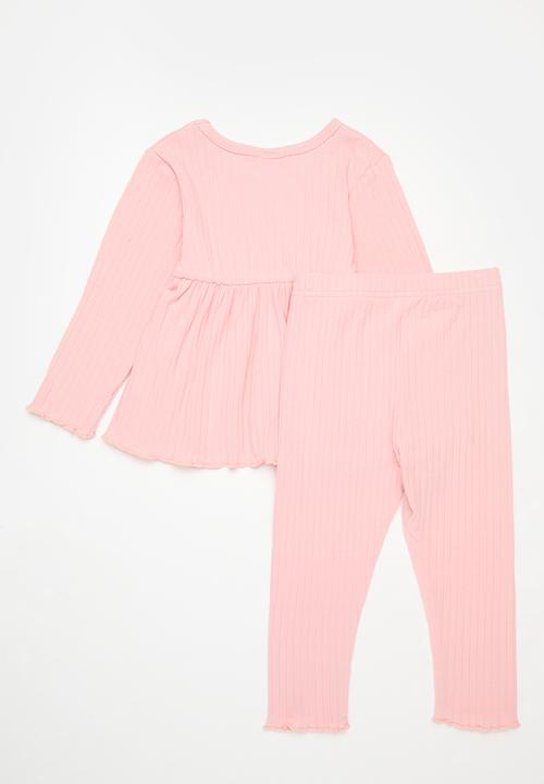 Pop Candy - Rib top and pants set - pink