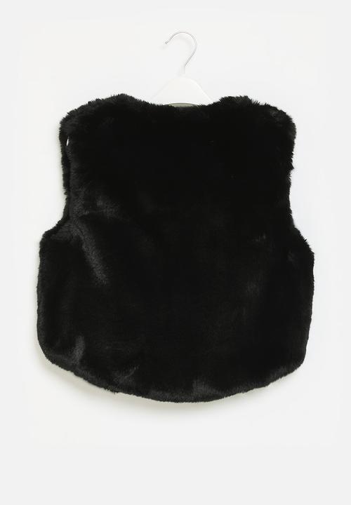 Pop Candy - Faux fur gilet - black