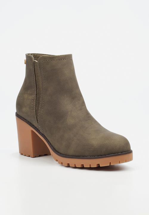 Butterfly Feet - Esther 4 block heel boot - olive