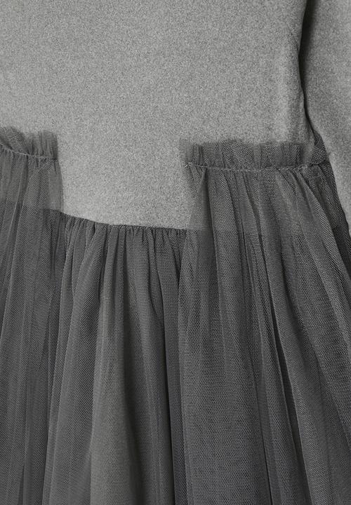 Pop Candy - Rib & mesh dress-grey