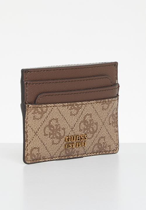 GUESS - Nell logo slg card holder - brown & tan