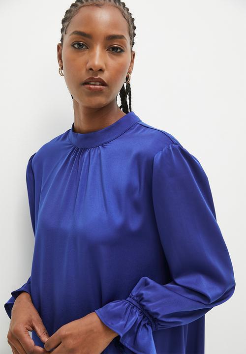 edit - Dramatic bell sleeve maxi dress - blue