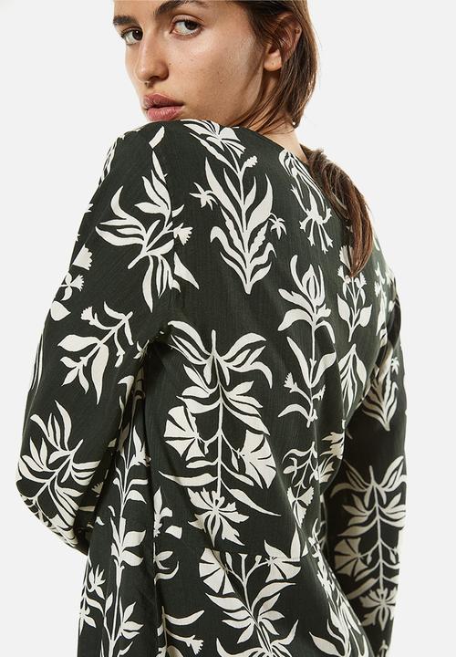 H&M - Balloon-sleeved wrap dress - green 