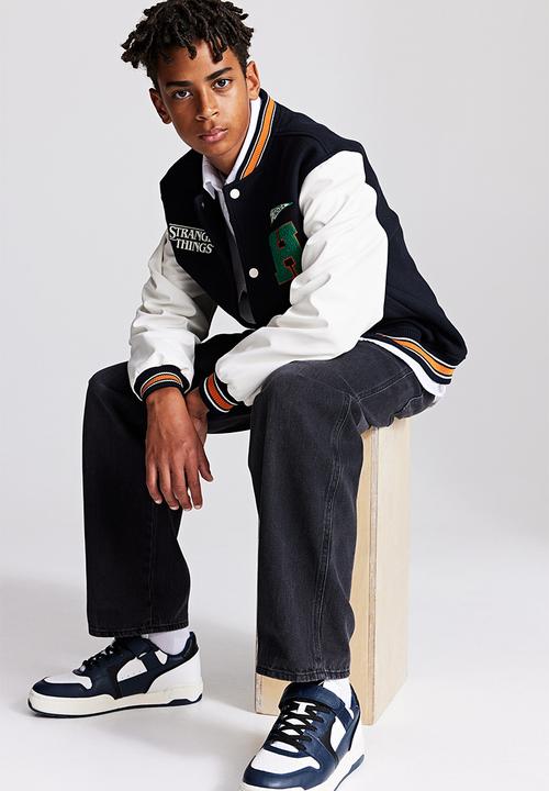 H&M - Appliquéd baseball jacket - dark blue stranger things