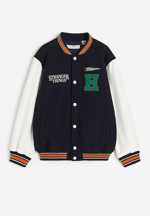 H&M - Appliquéd baseball jacket - dark blue stranger things