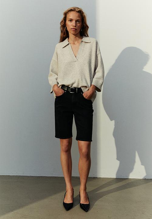 H&M - Fine-knit collared jumper - sand beige marl 