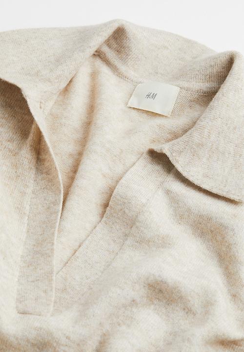 H&M - Fine-knit collared jumper - sand beige marl 