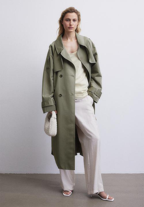H&M - Double-breasted trench coat - khaki green 