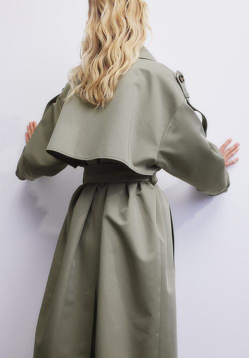 H&M - Double-breasted trench coat - khaki green 