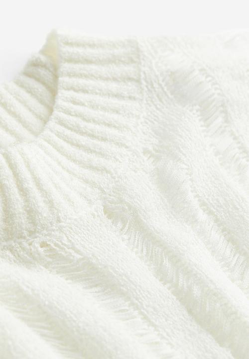 H&M - Ladder-stitch-look knitted top - white