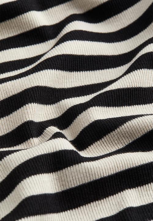 H&M - Modal blend polo neck top - greige & black