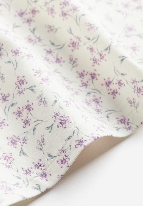 H&M - Cap sleeved jersey dress - white floral 