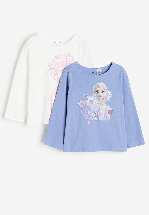 H&M - 2-pack long-sleeved jersey tops - blue frozen