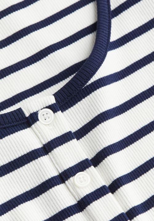 H&M - Button top ribbed dress - white/striped