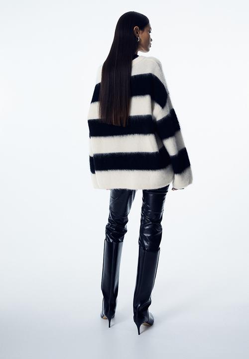 H&M - Oversized mohair-blend jumper - white/stripe 