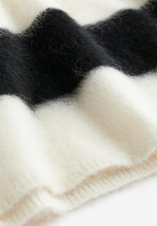 H&M - Oversized mohair-blend jumper - white/stripe 