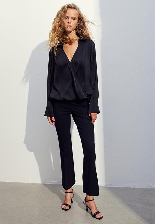 H&M - Wrapover satin blouse - black