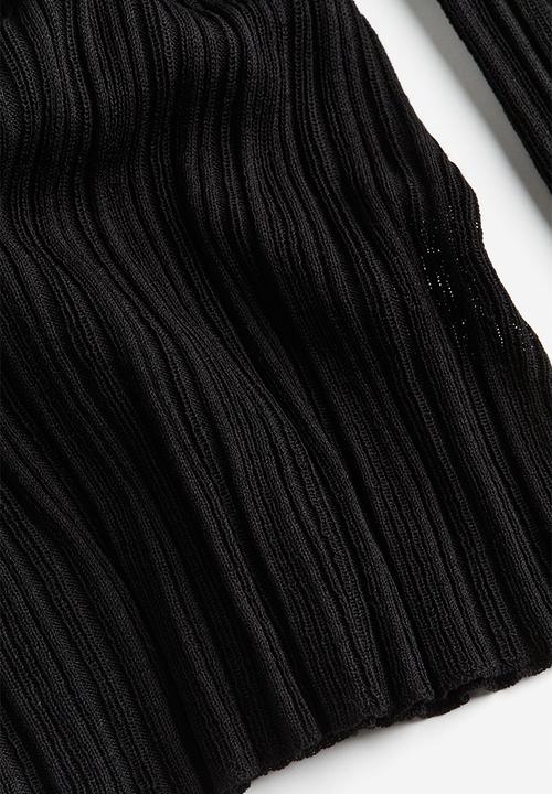 H&M - Sheer rib-knit turtleneck top - black