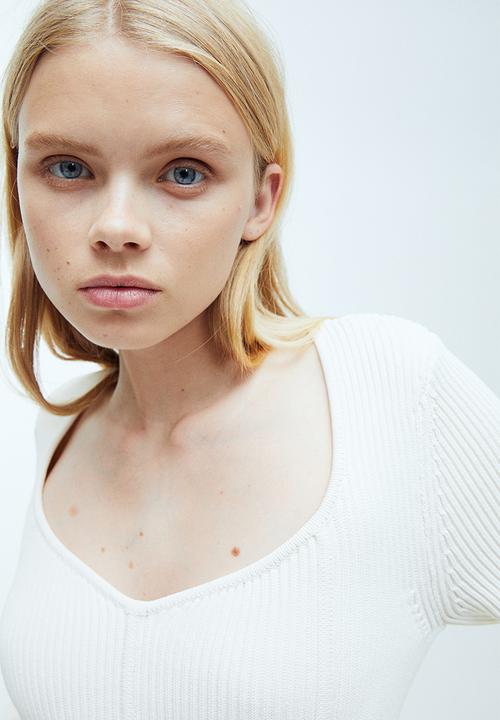 H&M - Rib knit top - white