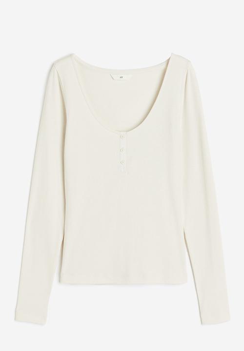 H&M - Henley top - white