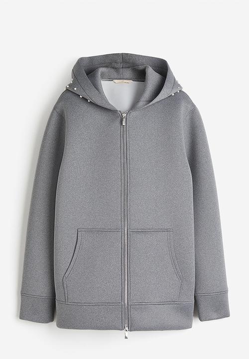 H&M - Bead-decorated hoodie - grey