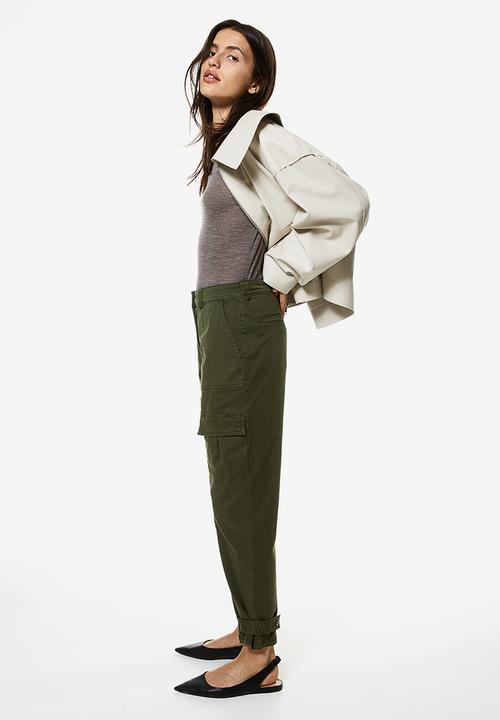 H&M - Utility trousers - dark green 