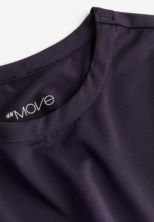 H&M - Drymove™ cropped sports top - dark plum