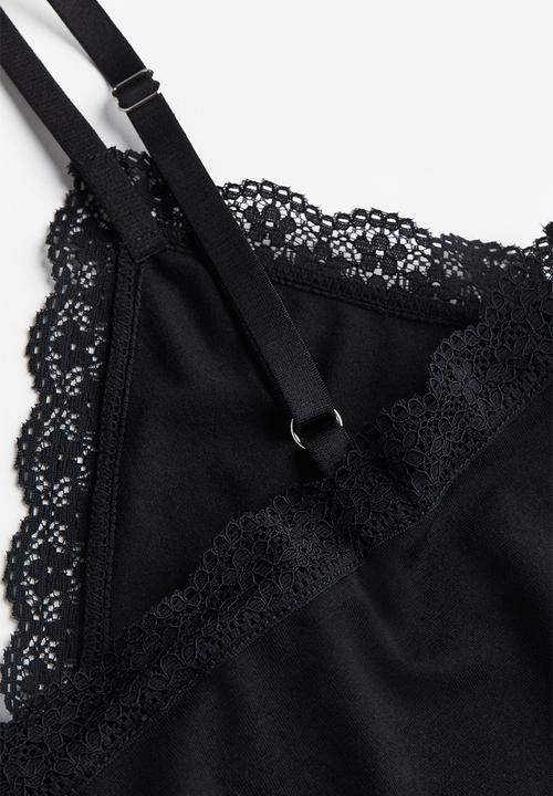 H&M - Lace trimmed strappy top - black