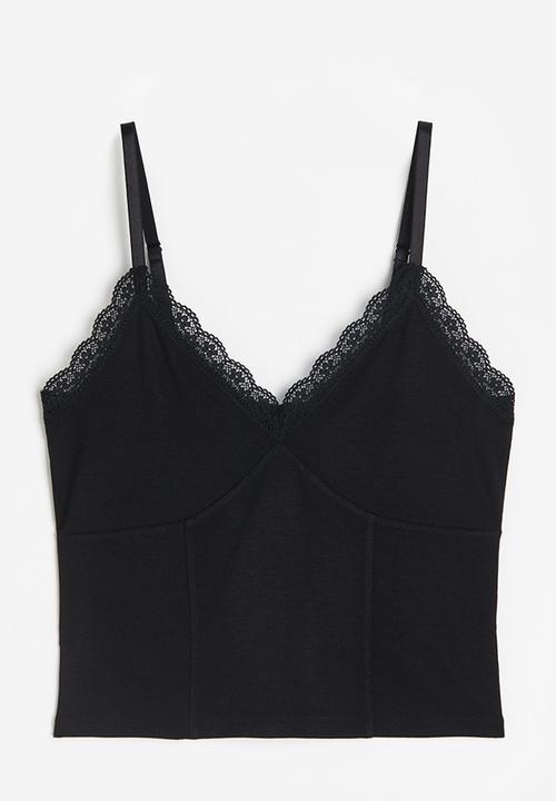 H&M - Lace trimmed strappy top - black