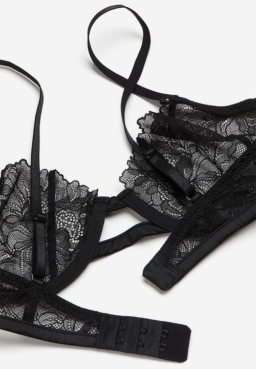 H&M - Non padded underwired lace bra - black