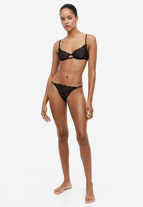 H&M - Non padded underwired lace bra - black