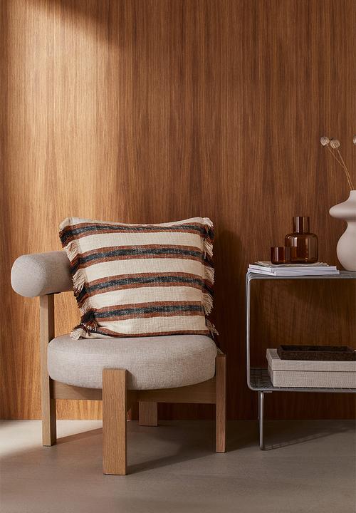 H&M - Fringed cushion cover - beige striped