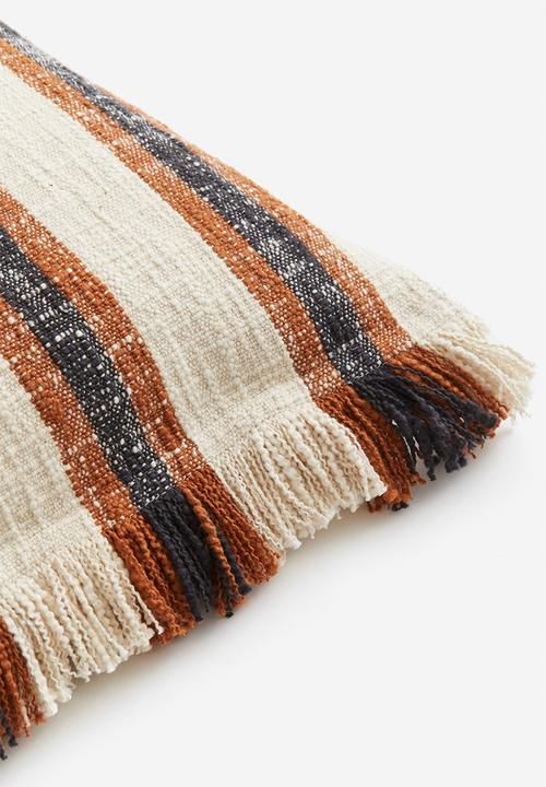 H&M - Fringed cushion cover - beige striped