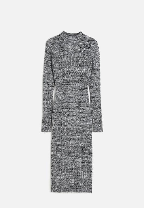 H&M - Rib-knit turtleneck dress - dark grey marl