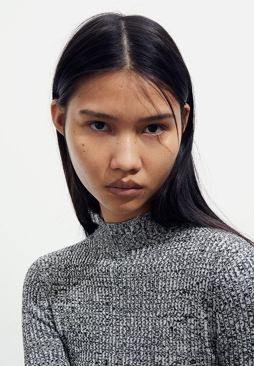 H&M - Rib-knit turtleneck dress - dark grey marl