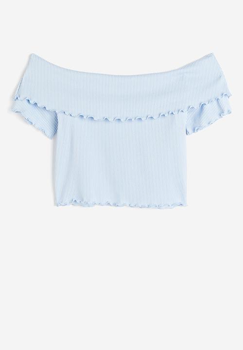 H&M - Ribbed off-the-shoulder top - blue
