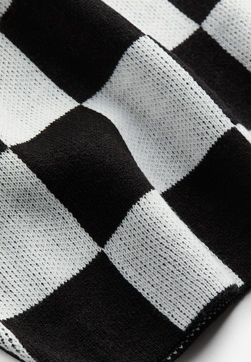 H&M - Boxy-style rib-knit jumper - black & white checked