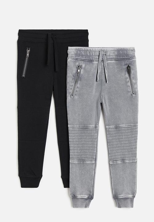H&M - 2-pack biker joggers - grey & black